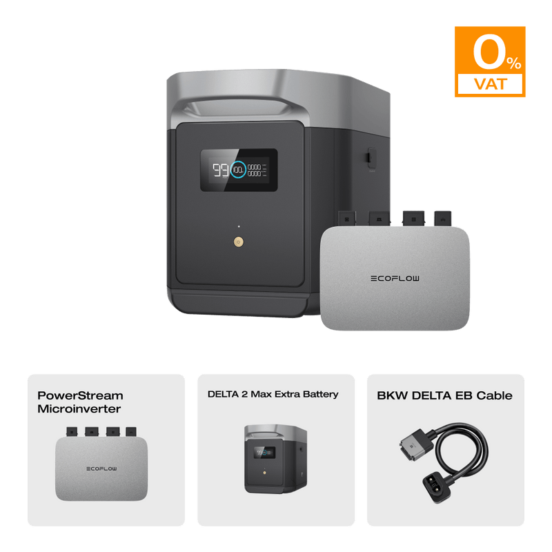 Load image into Gallery viewer, EcoFlow DELTA 2 Max Smart Extra Battery 0% VAT (Only Austria) DELTA 2 Max Extra Battery + PowerStream Microinverter 800W
