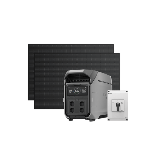EcoFlow DELTA Pro 3 Home Battery System DELTA Pro 3 + Manual Transfer Switch / 400W Rigid Solar Panel × 2 / Incl. VAT