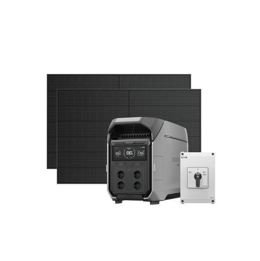 EcoFlow DELTA Pro 3 Home Battery System DELTA Pro 3 + Manual Transfer Switch / 400W Rigid Solar Panel × 2 / Incl. VAT