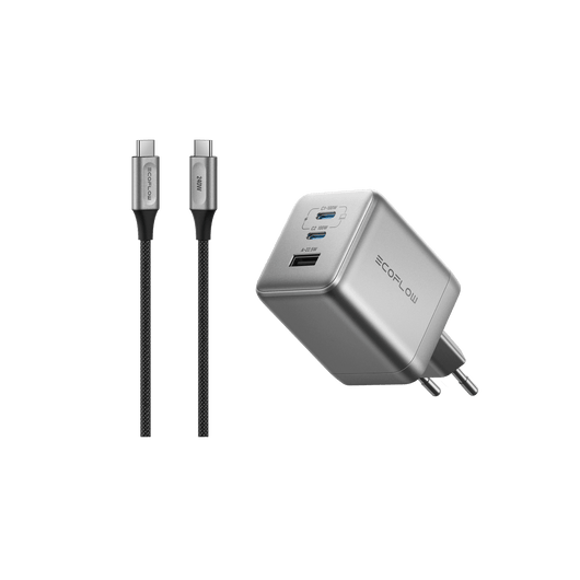 EcoFlow RAPID Pro Charger (100W, 3 Ports, GaN) RAPID Pro 100W Charger + 240W USB-C to USB-C Nylon Cable