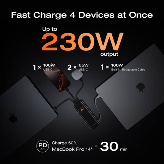 EcoFlow RAPID Pro Power Bank (20,000mAh, 230W, 100W Built-in Cable)
