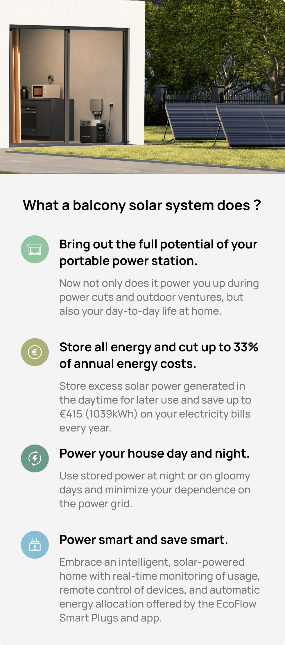 Works in Sync with EcoFlow PowerStream Balcony Solar System