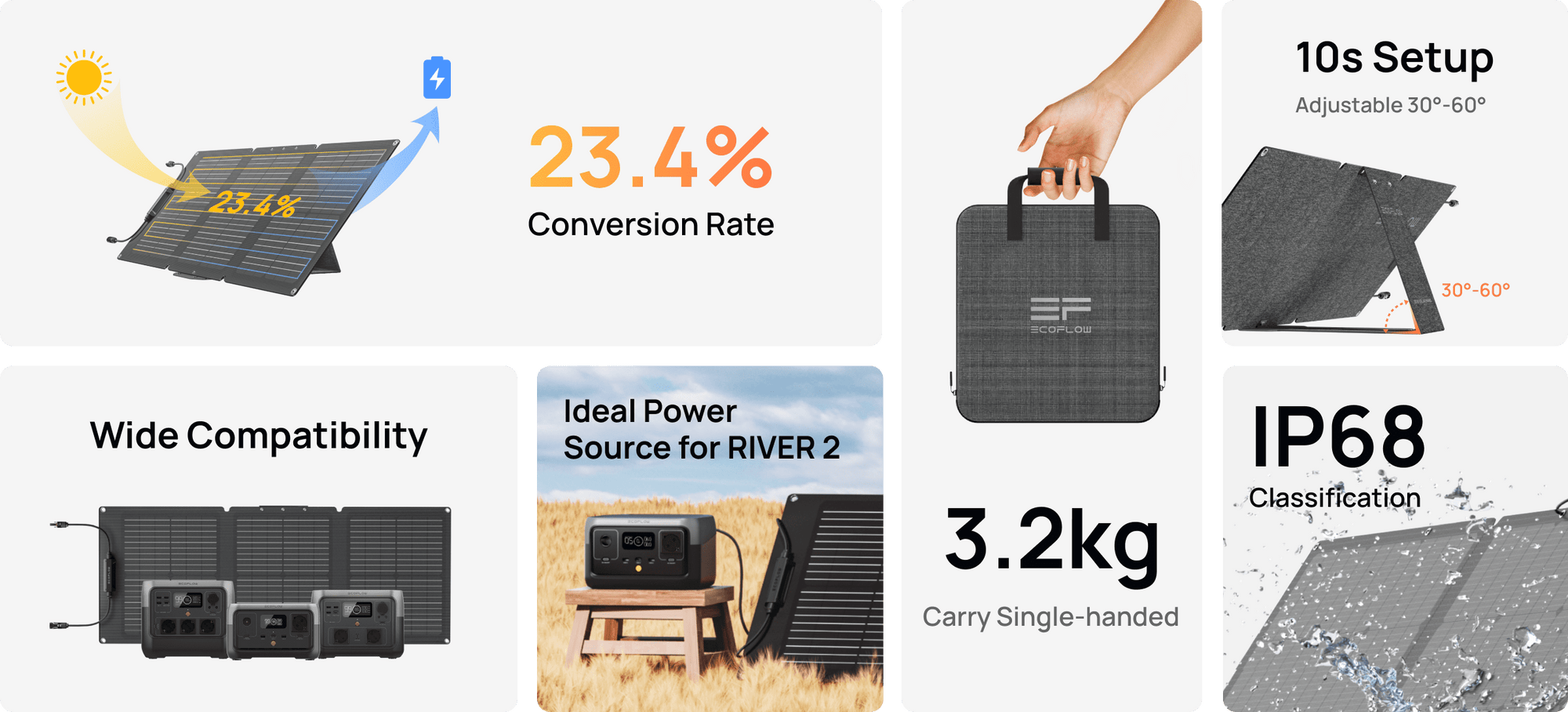 Ecoflow 60W Portable Solar Panel 1 Pc ksp ecoflow kenya official online store monocrystalline silicon 4kg in weight 2 years warranty lightweight and portable ideal solar power source for river 2 series extremely compact to easily fit into small spaces designed for hanging on vehicles, tents, or backpacks