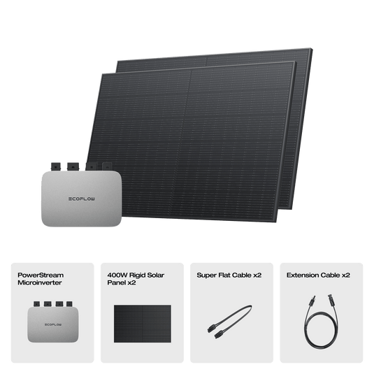 EcoFlow 400W Rigid Solar Panel (2 pieces) (Recommended Accessory) 0% VAT (Only Austria) / PowerStream 800 W + 400W Rigid Solar Panel (2 pieces)