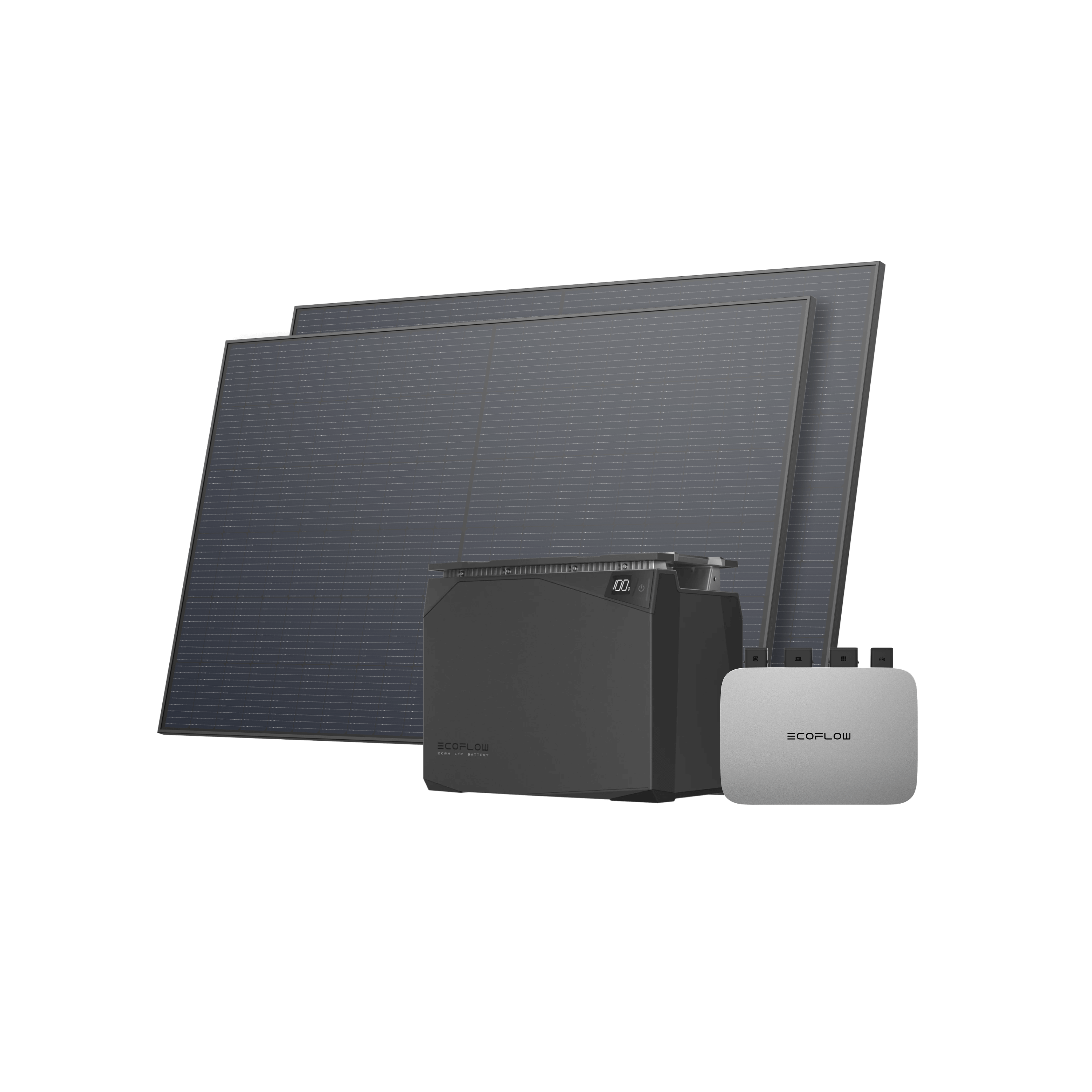 EcoFlow 450W Portable Solar Panel 450W*2 Rigid Solar Panel / PowerStream + Waterproof Battery 2 kWh(BKW DP Cable 0.5m) / Incl. VAT