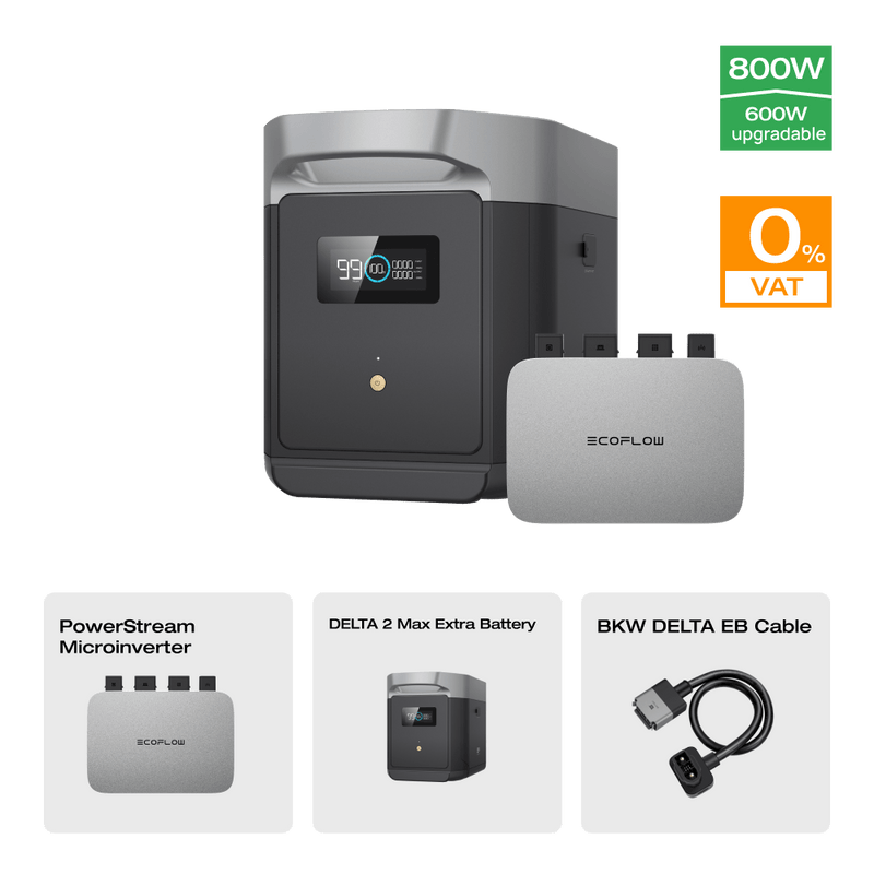 Load image into Gallery viewer, EcoFlow DELTA 2 Max Smart Extra Battery 0% VAT (Only Germany) DELTA 2 Max Extra Battery + PowerStream Microinverter 600W
