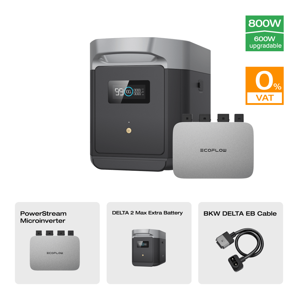 EcoFlow DELTA 2 Max Smart Extra Battery (Refurbished) 0% VAT (Only Germany) DELTA 2 Max Extra Battery + PowerStream Microinverter 600W