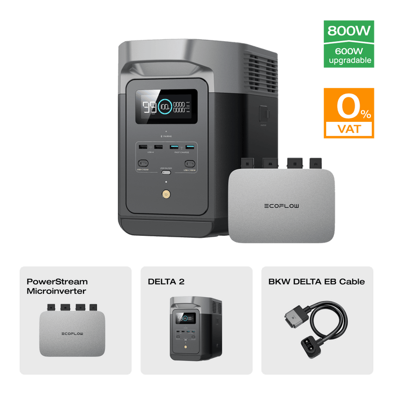 Load image into Gallery viewer, EcoFlow DELTA 2 Portable Power Station (Refurbished) 0 % VAT (Only DE) DELTA 2 (Refurbished) + PowerStream 600 W（Member-only）
