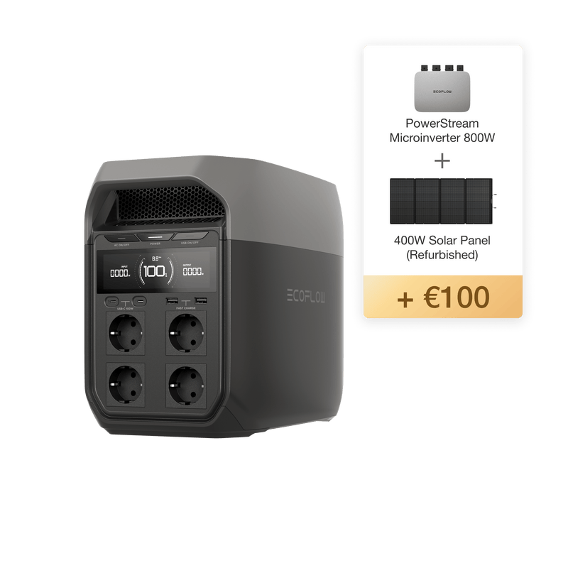 Load image into Gallery viewer, EcoFlow DELTA 3 Series Portable Power Station 0% VAT (Only DE) DELTA 3 + Free PowerStream and 400W Portable Solar Panel (Refurbished) / No Accessory
