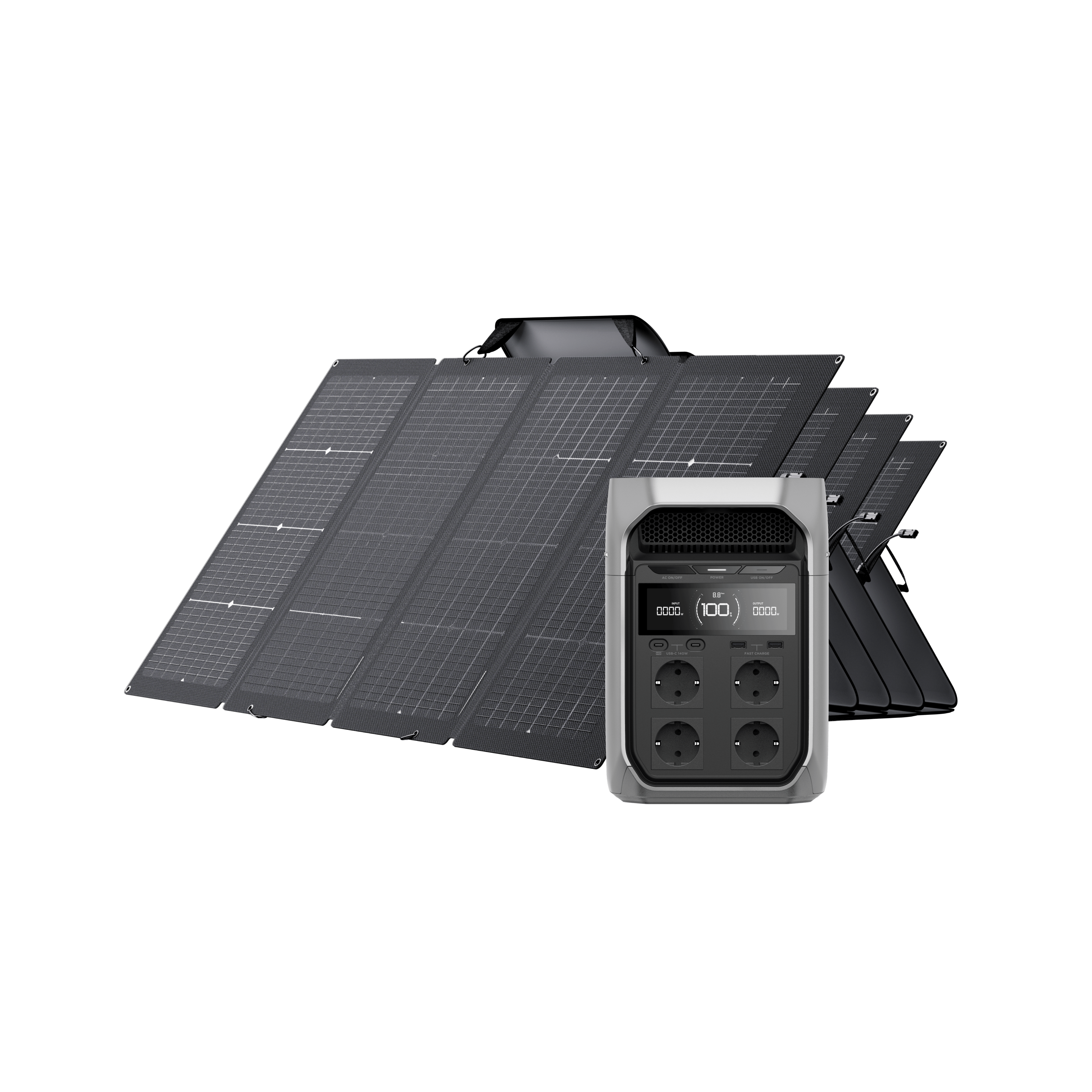 EcoFlow DELTA 3 Series Solar Generator (PV220W) DELTA 3 Plus / 4*220W Portable Solar Panel