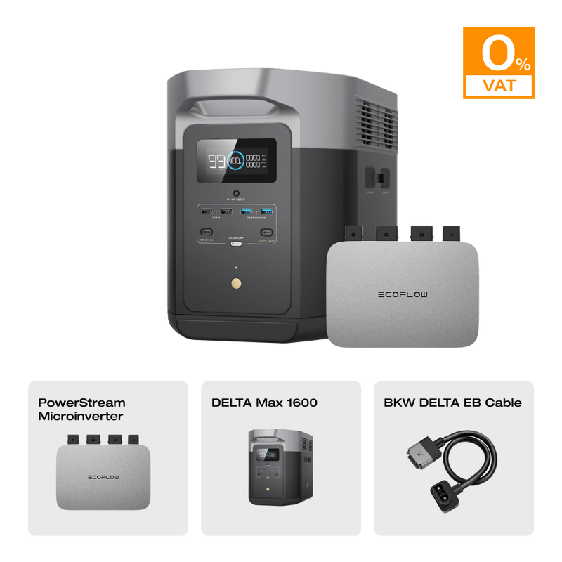 Load image into Gallery viewer, EcoFlow DELTA Max Portable Power Station (Refurbished) 0% VAT (Only Austria) DELTA Max 1600 (Refurbished) + PowerStream 800 W（Member-only）
