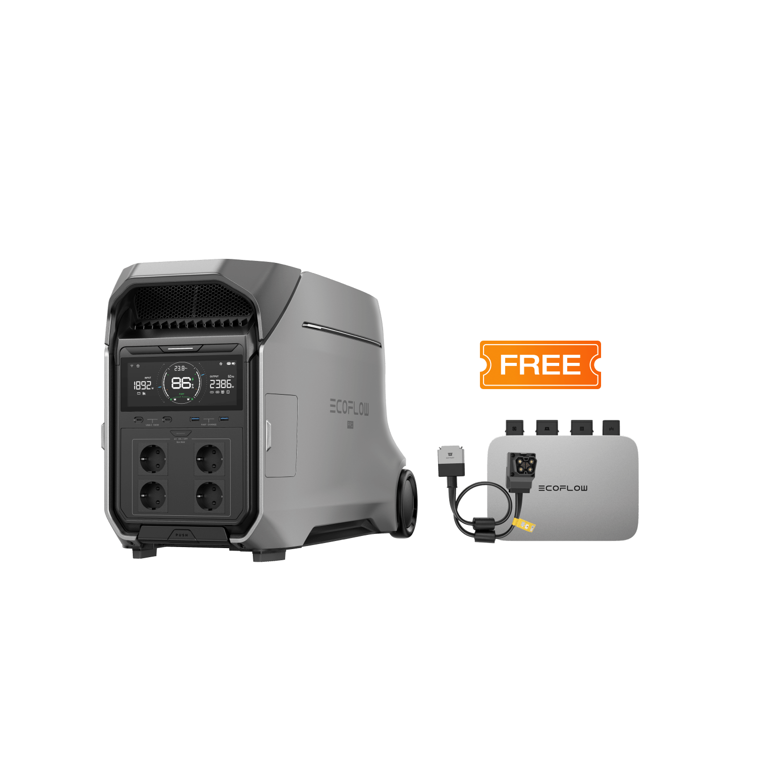 EcoFlow DELTA Pro 3 Portable Power Station 0% VAT (Only DE) DELTA Pro 3 + FREE PowerStream Microinverter 800W (with battery cable)