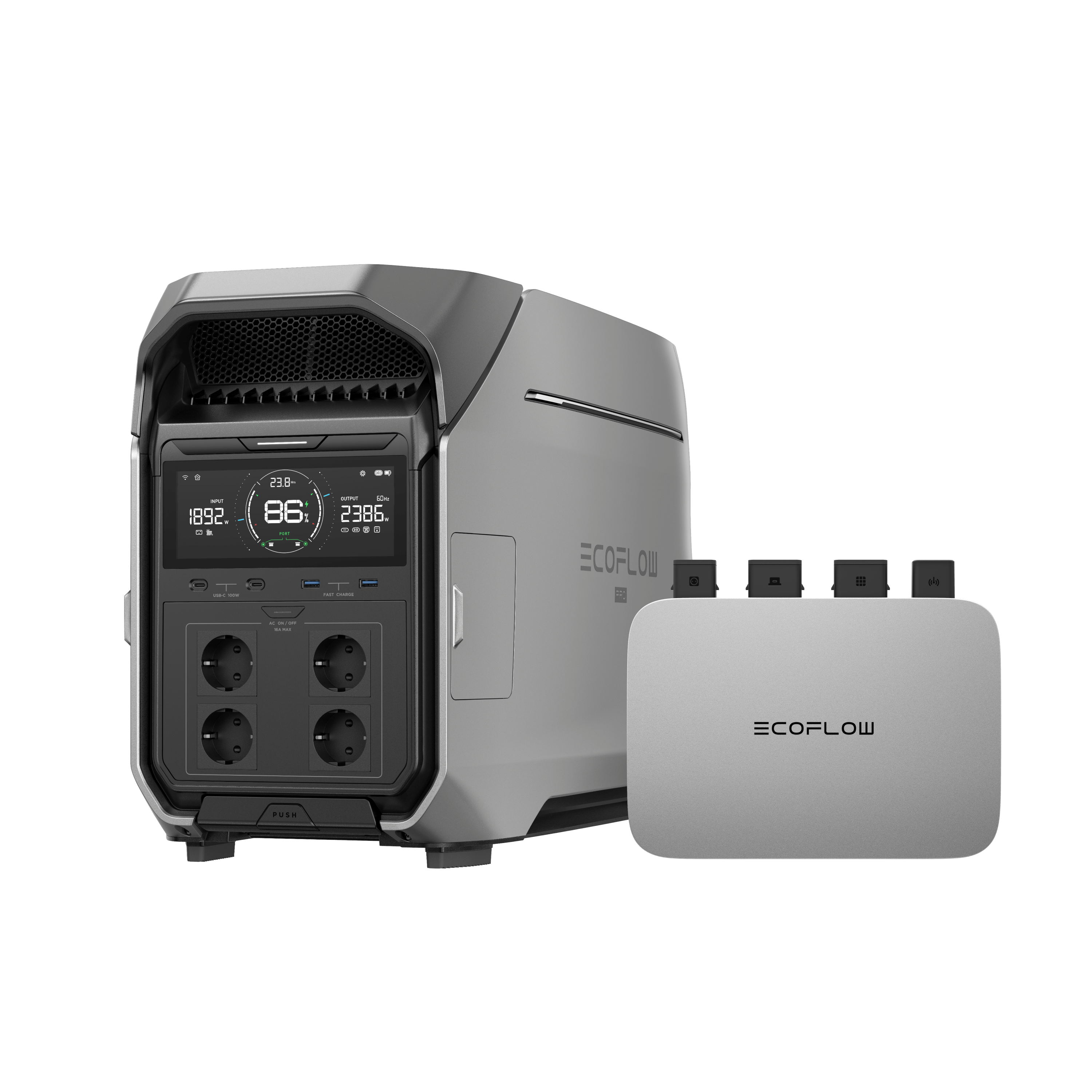 EcoFlow DELTA Pro 3 Solar Home Battery System DELTA Pro 3 + PowerStream Microinverter 800W (with battery cable)