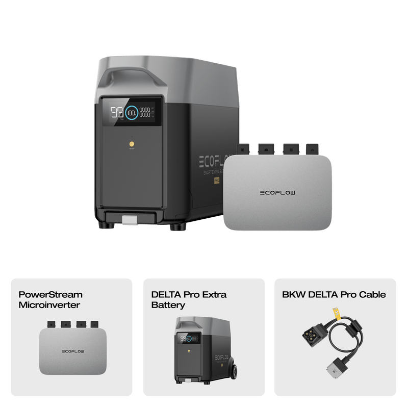 Load image into Gallery viewer, EcoFlow DELTA Pro Smart Extra Battery (Recommended Accessory) DELTA Pro Extra Battery + PowerStream Microinverter 600W
