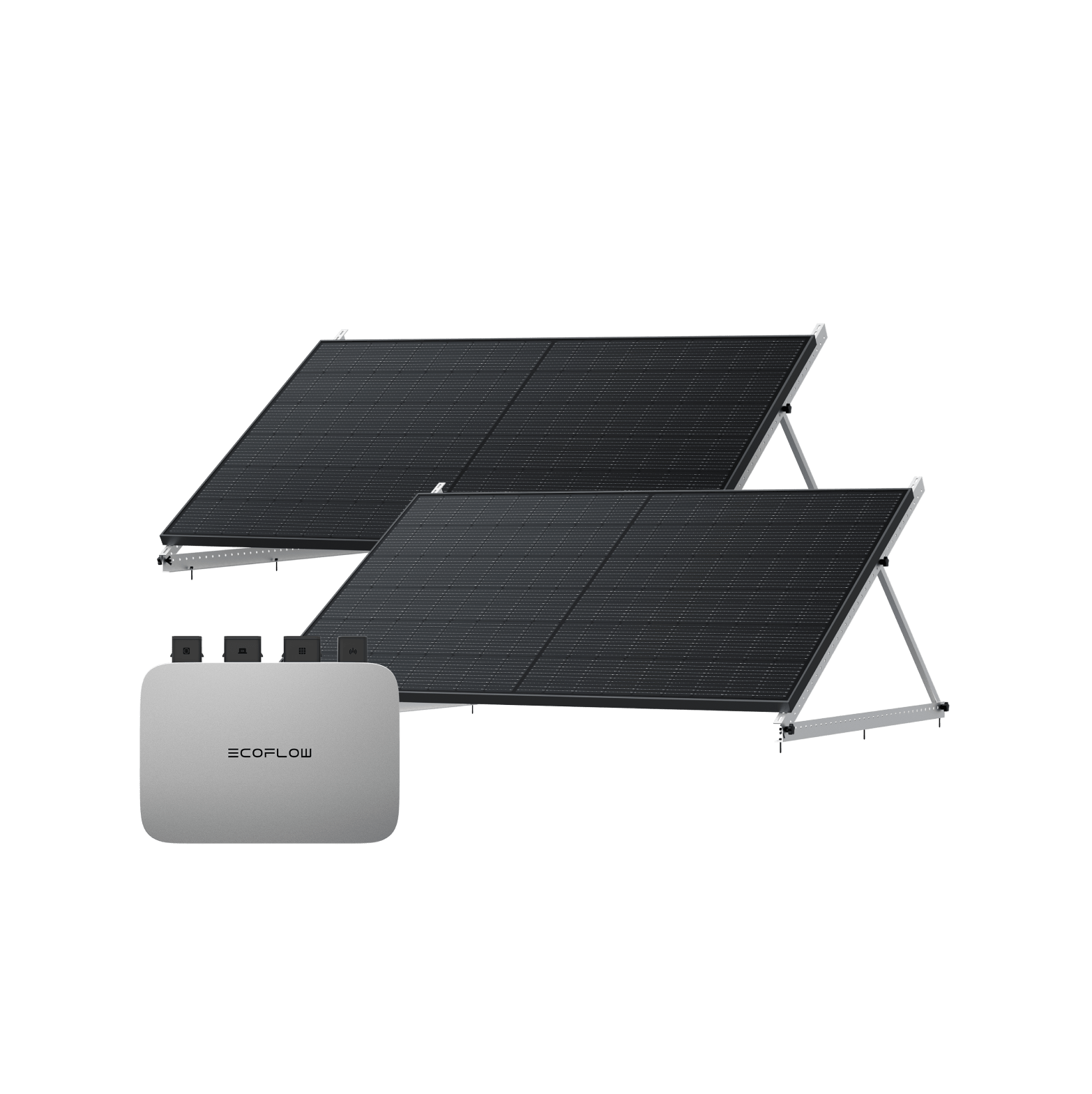 EcoFlow PowerStream Balcony Solar System 600W/800W - 400W Rigid Solar Panel 600W + 2x 400W 400W Rigid Solar Panel (with 4 x Mounting feet) / 2 x 50" Kipphalterung / 0 % MwSt.