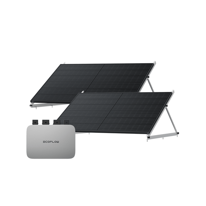 Load image into Gallery viewer, EcoFlow PowerStream Balcony Solar System 600W/800W - 400W Rigid Solar Panel 600W + 2x 400W 400W Rigid Solar Panel (with 4 x Mounting feet) / 2 x 50&quot; Kipphalterung / 0 % MwSt.
