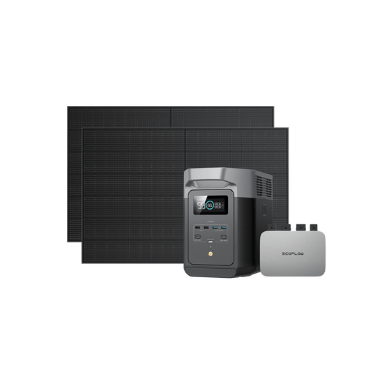EcoFlow PowerStream Balcony Solar System with Storage 600W/800W - DELTA Max 2000 600W + 2x 400W Rigid Solar Panel (with 4 x Mounting feet) + DELTA Max 2000 (with battery cable) (Member Price) / No / With VAT