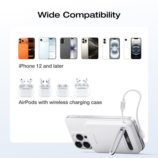 EcoFlow RAPID Mag Qi2.2 Magnetic Power Bank (10,000mAh, 25W, Built-in USB-C Cable)