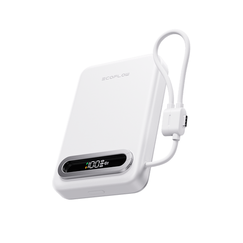 EcoFlow RAPID Mag Qi2.2 Magnetic Power Bank (10,000mAh, 25W, Built-in USB-C Cable) Pearl White