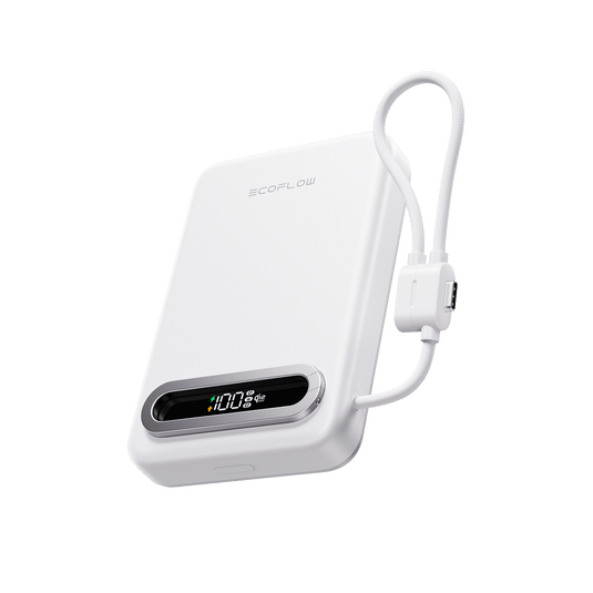 EcoFlow RAPID Mag Qi2.2 Magnetic Power Bank (10,000mAh, 25W, Built-in USB-C Cable) Pearl White