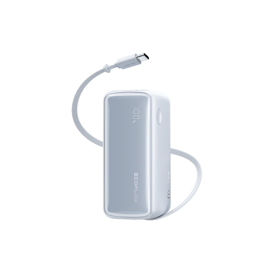 EcoFlow RAPID Power Bank (10K, 45W, Retractable Cable) Light Blue