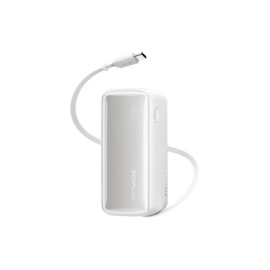 EcoFlow RAPID Power Bank (10K, 45W, Retractable Cable) White