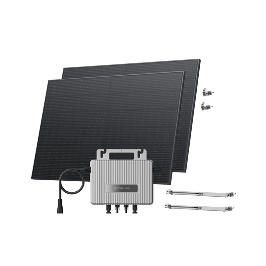 EcoFlow STREAM Balcony Solar System STREAM Microinverter + 2 x 400 W Rigid Solar Panel / Bracket Adjustable: Facade