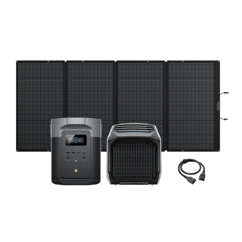 Load image into Gallery viewer, EcoFlow WAVE 2 + DELTA 2 Max WAVE 2 + DELTA 2 Max + 400W Portable Solar Panel + XT150
