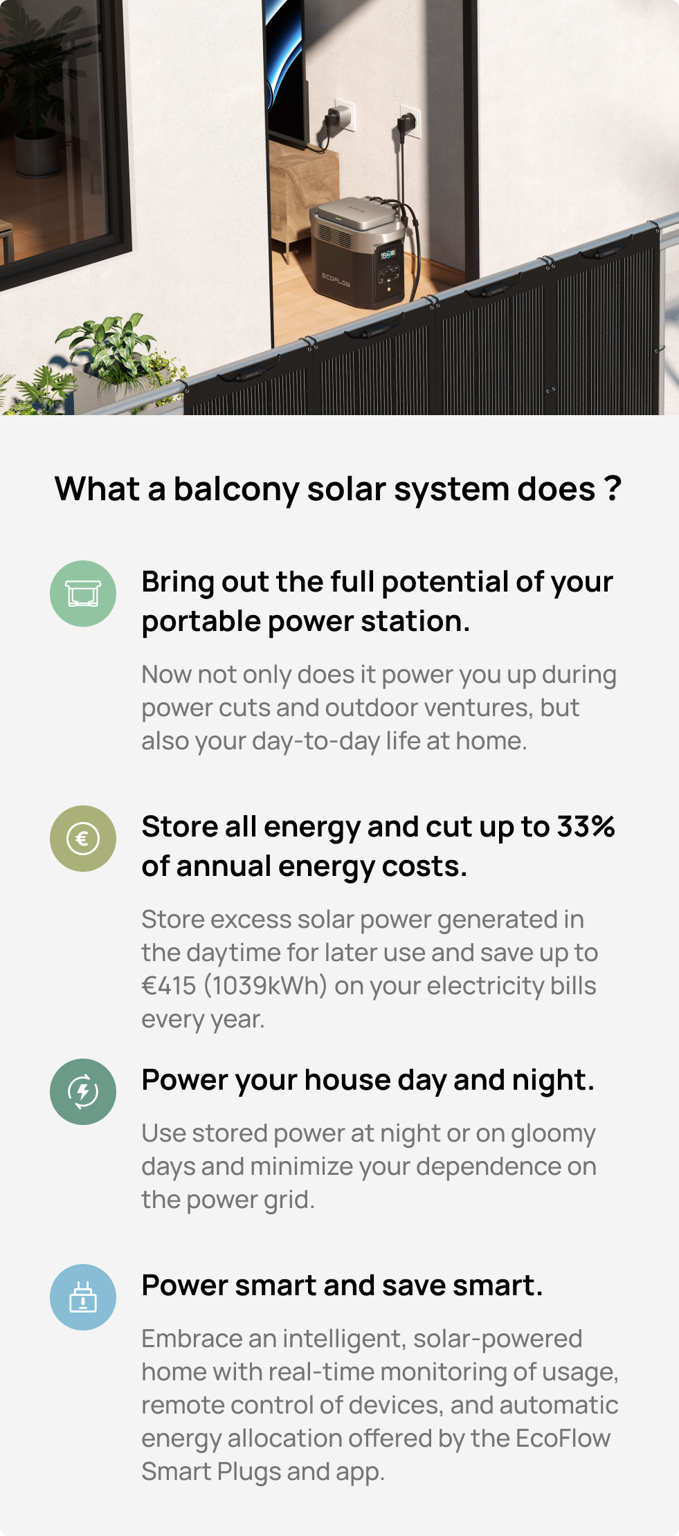 Works in Sync with EcoFlow PowerStream Balcony Solar System